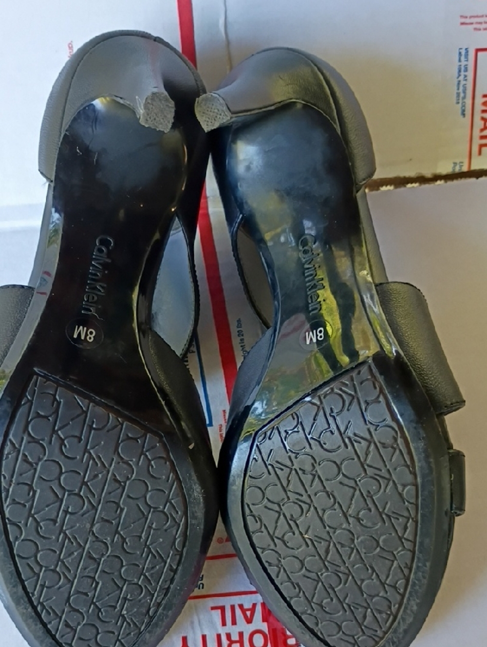 Calvin Klein Black Peep-Toe Stiletto Sandals - Picture 9 of 10